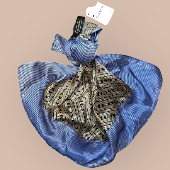 Coach | Blue and Gold Silk Scarf | OS | NWT - Picture 2 of 7